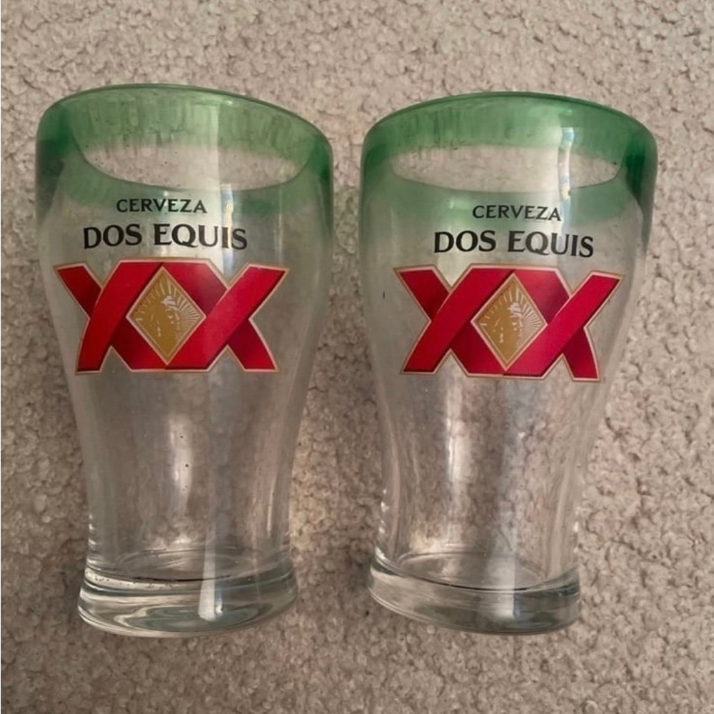 Dos Equis Green and Red Beer Glasses Set